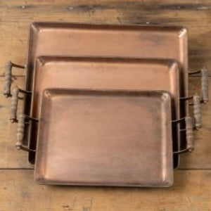 Copper Tray w/ wooden handle
