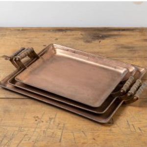 Copper Tray w/ wooden handle