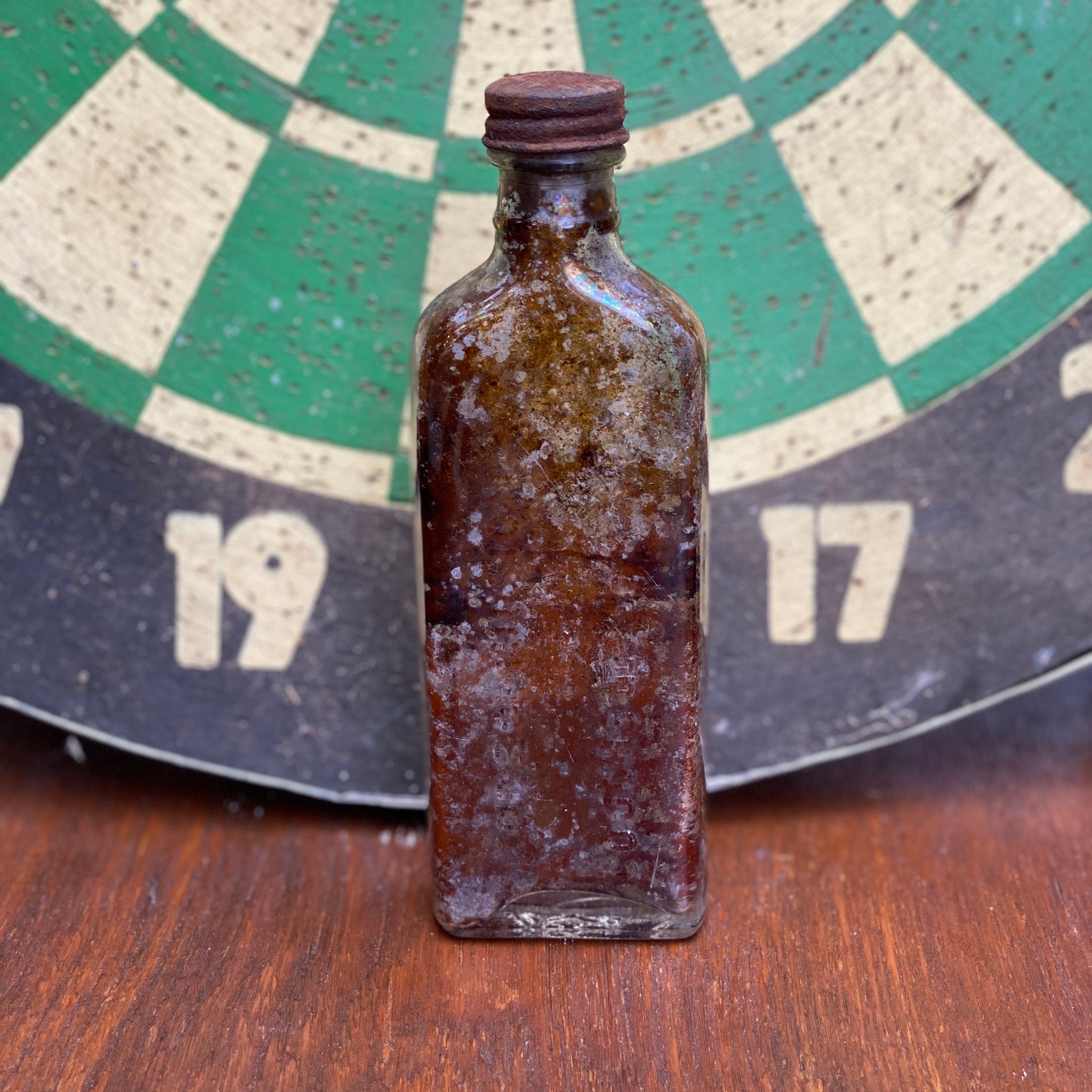 Antique Brown/Amber Glass Medicine Bottle 8.5 Apothecary